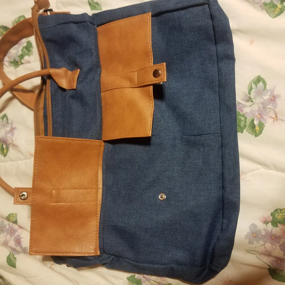 Stylish Blue and Tan Bag